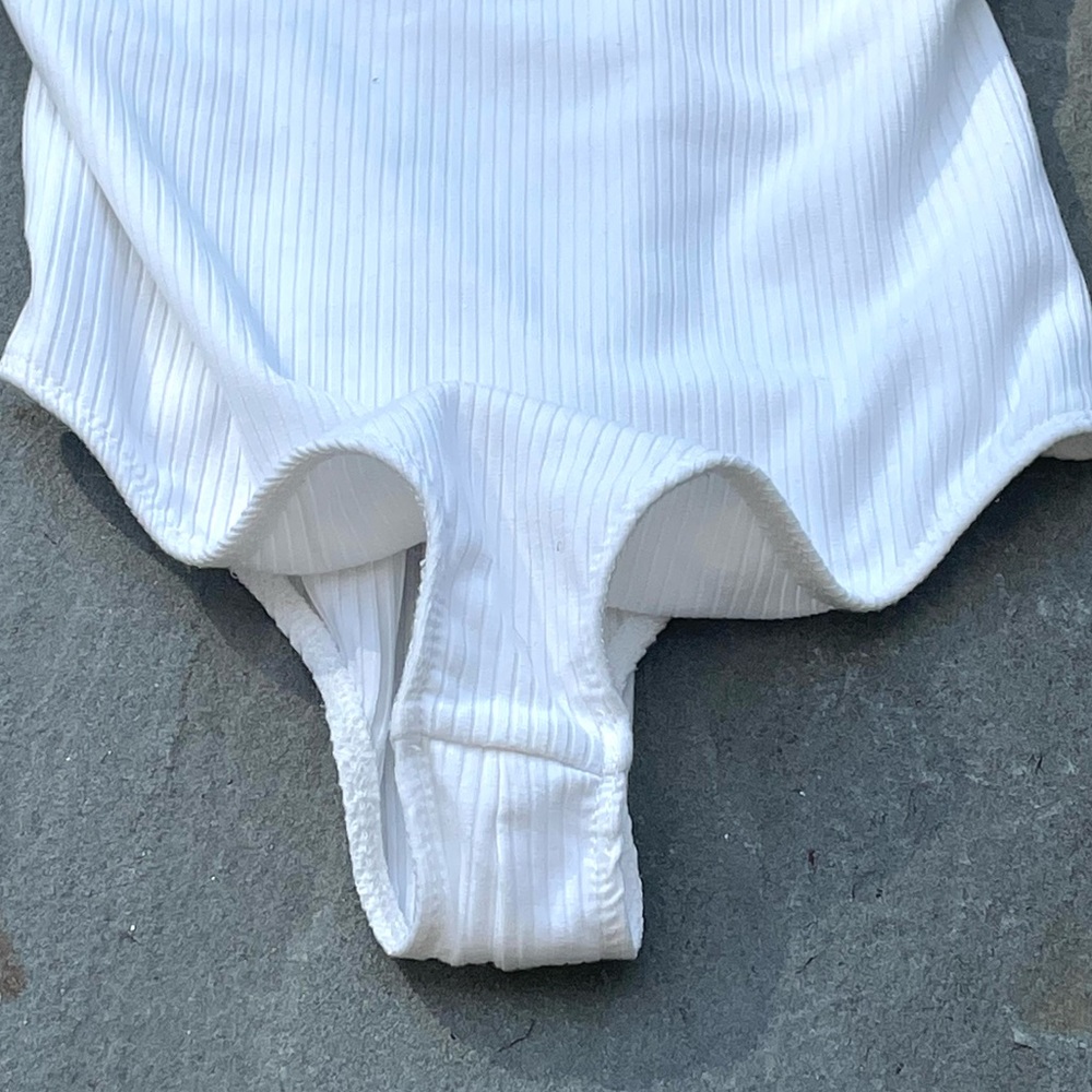ASOS Wild Honey White Ribbed Ruffle Bodysuit - Picture 4 of 9